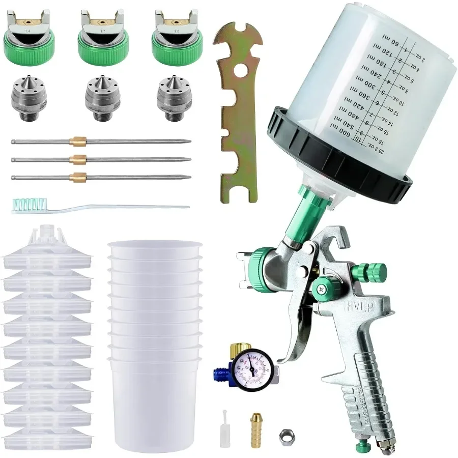 

Распылитель краски HVLP со встроенным набором быстрых чашек для смешивания краски для автомобильной мебели и ограждения с краской 1,4 мм 1,7 мм