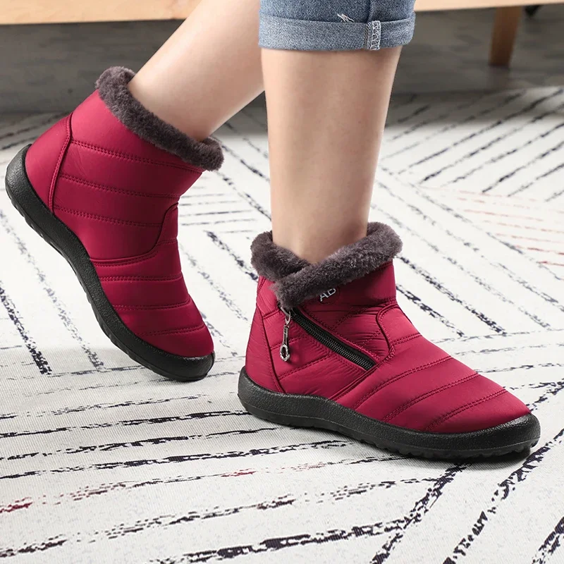 Warme Winter-Schneestiefel aus Plüsch für Damen, rutschfest, bequem, leicht, geeignet für High-Top-Wanderschuhe bei kaltem Wetter