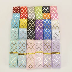 Promotional Random 20yard Set Mixed 10 Styles 22mm Gold & Silver Lattice Foil Ribbon Pattern Grosgrain Ribbon, Each 2yard Ribbon