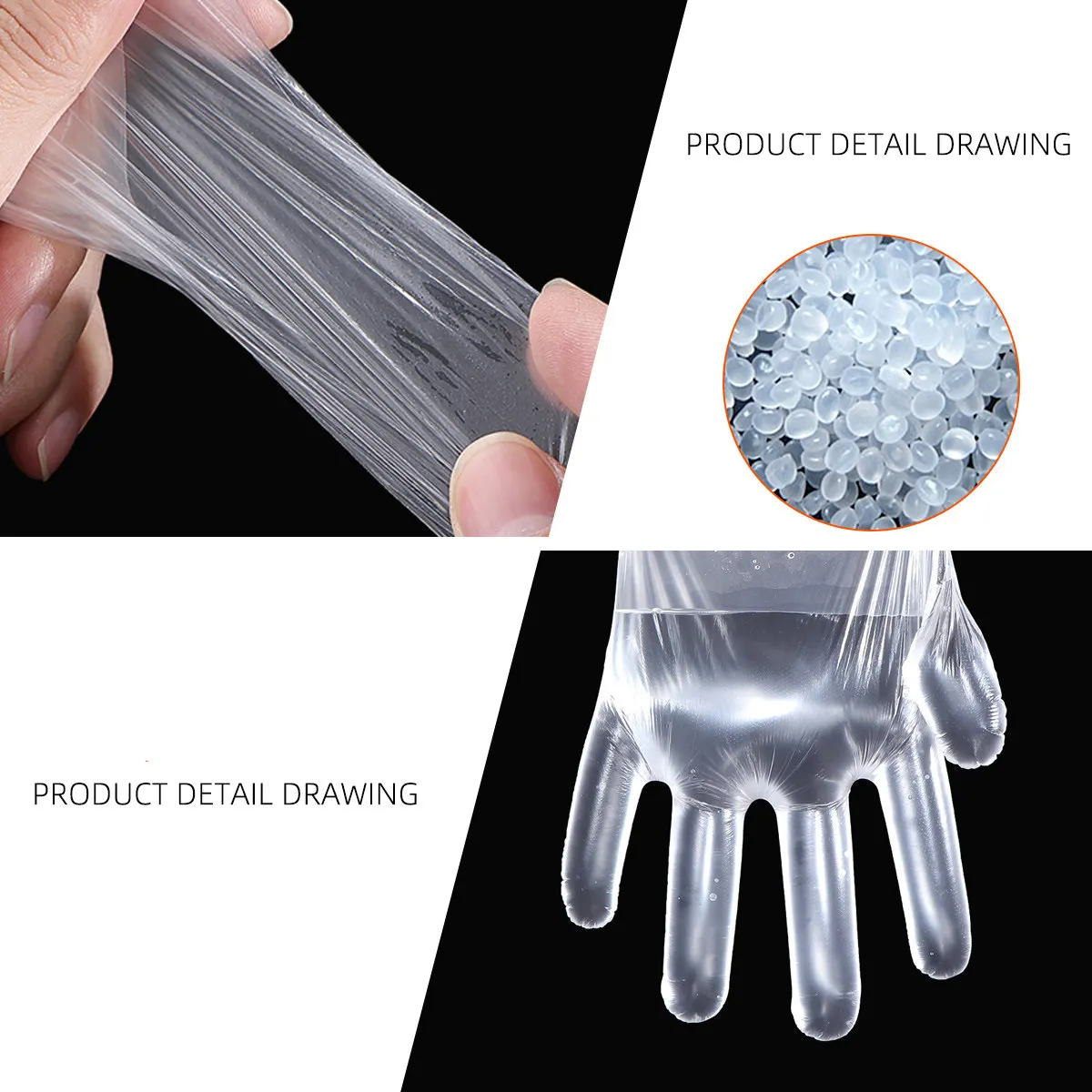 

100 шт. прочных одноразовых пластиковых перчаток для мытья посуды, многоцелевые, для приготовления пищи, покраски, рукоделия, уборки и повседневного использования