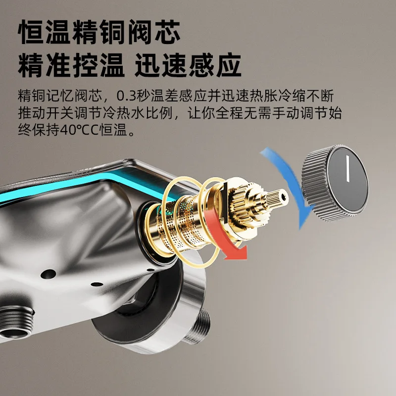 Gun Gray Piano Rack Shower Set Brass Multi-function Digital Display Field Shower Milky White Thermostatic Shower