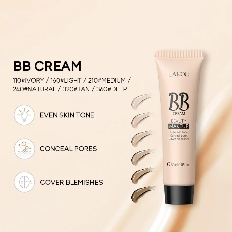 Correttore BB Cream da 30 ml opzionale a 9 colori Primer correttore viso naturale Copertura completa del fondotinta liquido ad alta definizione