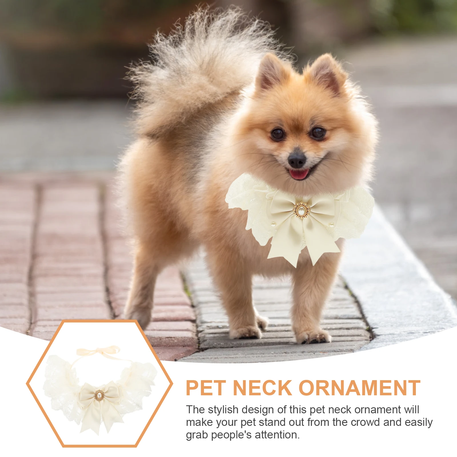 

Pet Wedding Scarf White Dog Collar Personalized Bell Shaped Holiday Decor Photo Accessories Portable Cat Collar Lace Christmas