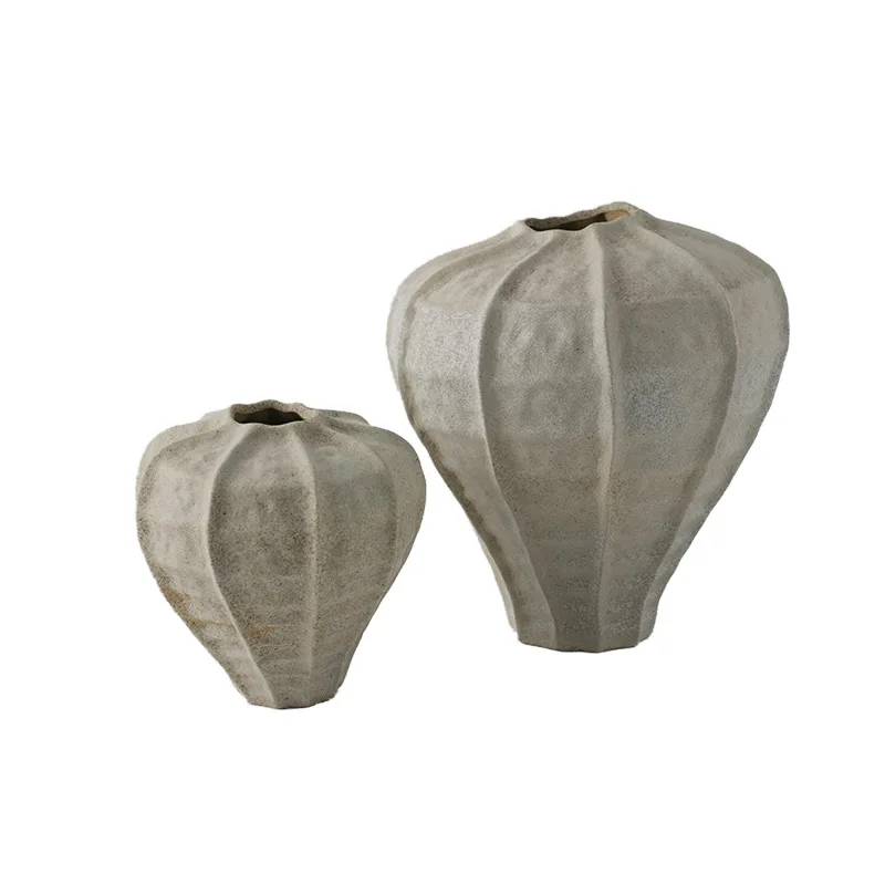 

New Chinese Home Decoration Soft Ceramic Vase Model Room Wabi Sansan Wind Flower Arranger Living Room TV Cabinet Ornament