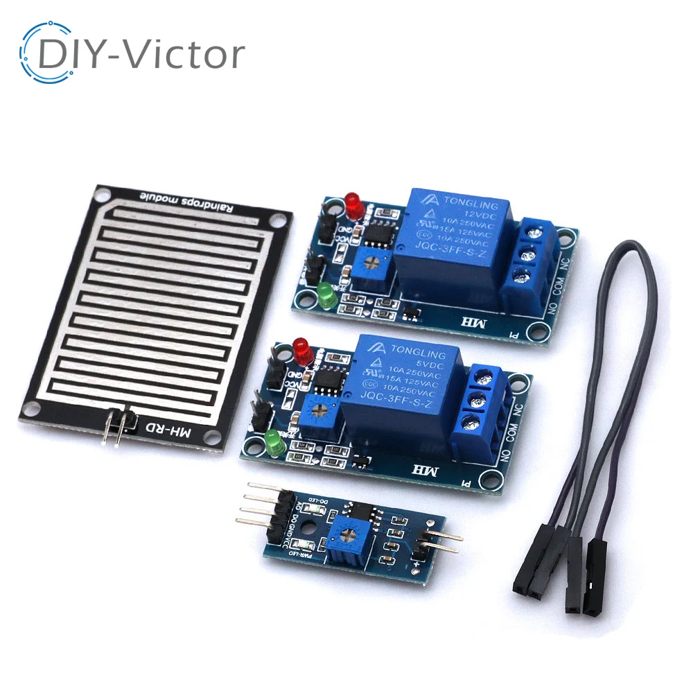 Snow Raindrops Detection Sensor Module Weather Humidity Detection DC 5V 12VRelay Control Module Rain Water Sensor Module