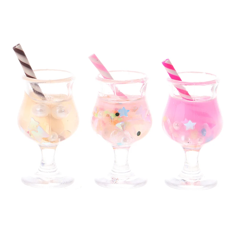 [JT]2Pcs/Set Mini Drink Cups Model Pretend Play Mini Food Doll Accessories Fit Play House Toy Dollhouse Miniature