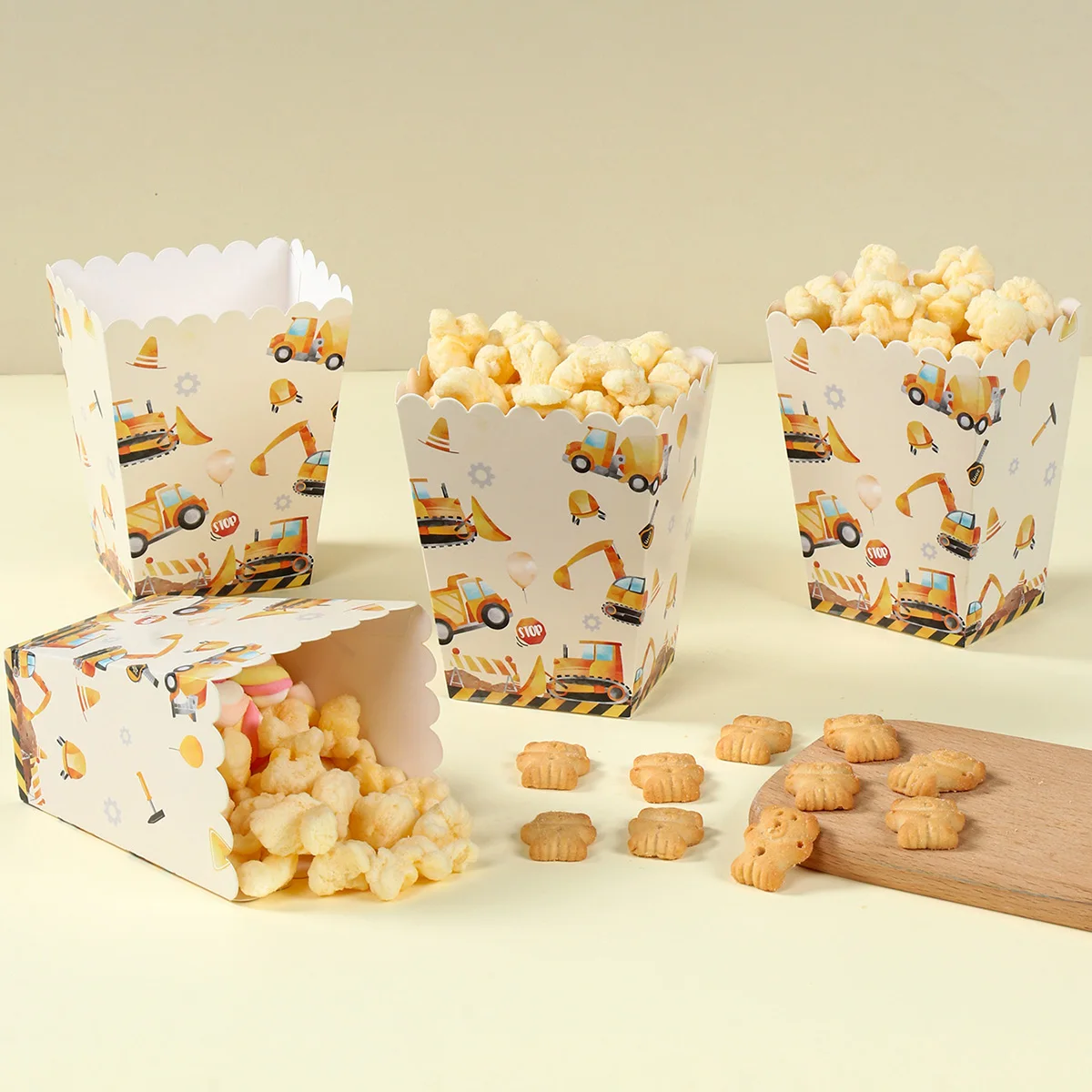 Scatola per popcorn di caramelle per animali della giungla Decorazione per feste di compleanno per safari Scatola per biscotti a tema giungla per