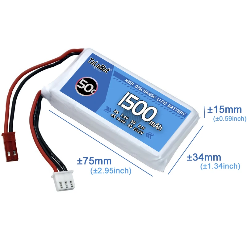 3 قطعة TalaBat 50C 1500mAh 7.4V 2S يبو بطارية مع XT30/XT60/T/JST التوصيل ل RC هليكوبتر كوادكوبتر FPV سباق أجزاء الطائرة بدون طيار #4
