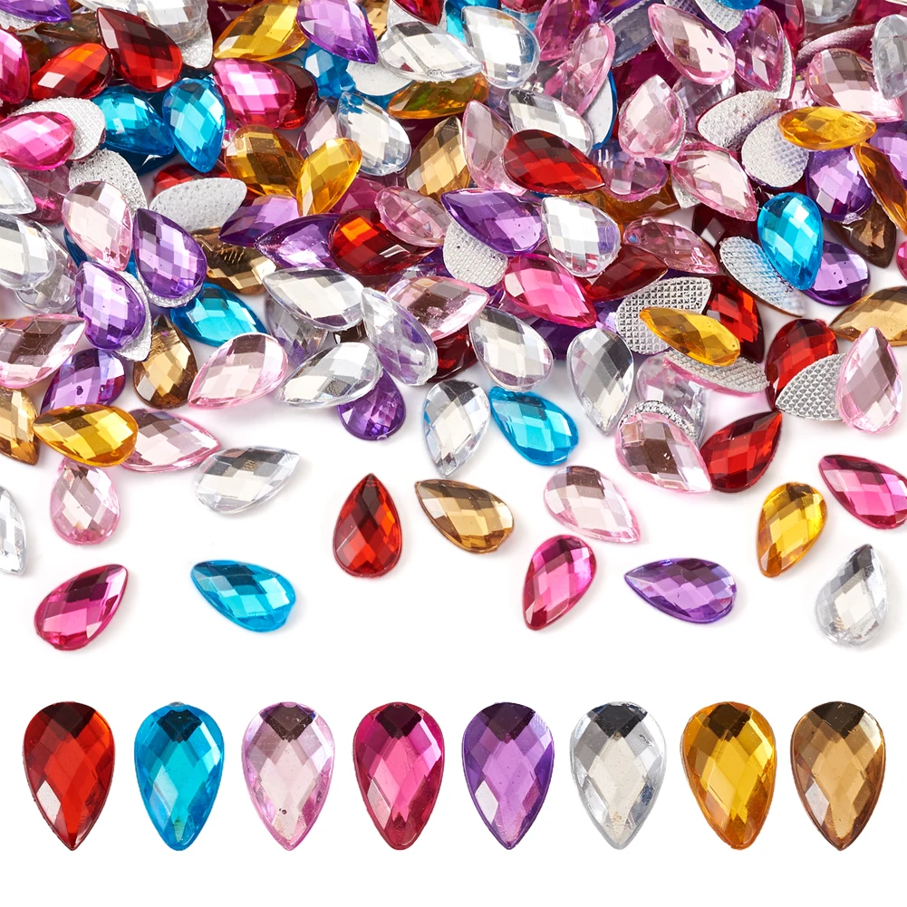 

1600Pcs Flat Back Hotfix Acrylic Rhinestone Cabochons Faceted Teardrop Horse Eye for Shoes Bags Fabric Garment Design Sewing