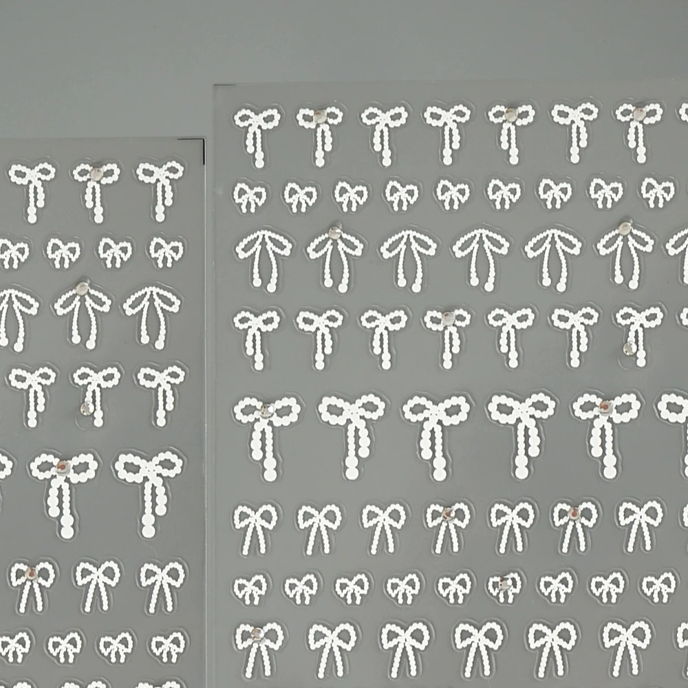 Japonais Kawaii coloré ligne blanche nœud papillon 5D auto-adhésif Nail Art décorations autocollants ruban mignon décalcomanies ongles autocollants