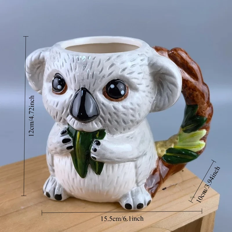 Novelty 3D Sculpted Koala Ceramic Mug Tree Branch Handle Creative Tea Milk Cup Funny Souvenir Gift for Friends Family Collector
