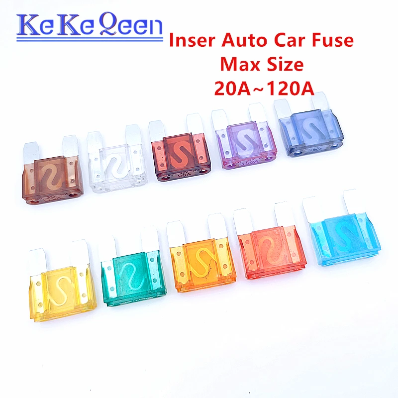 5Pcs/Lot Max Inser Auto Car Fuse 20A 30A 40A 50A 60A 70A 80A 90A 100A 120A ZINC Pins Maxi 32V Car Fuses