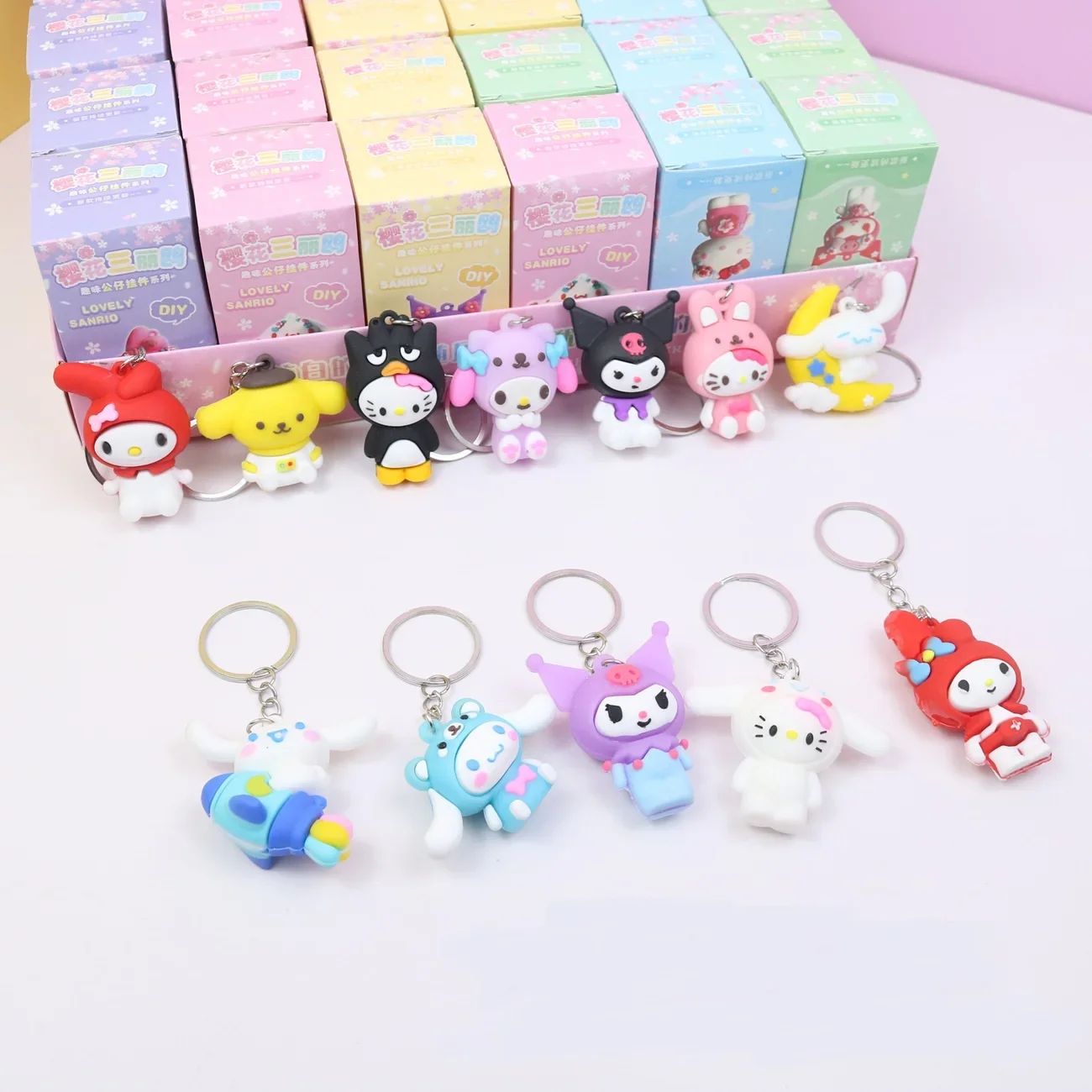 1Pcs Sanrio Mymelody Kuromi Cinnamoroll Kawaii Pendant Keychain Cute Silica Gel Keyrings Accessories kids gift