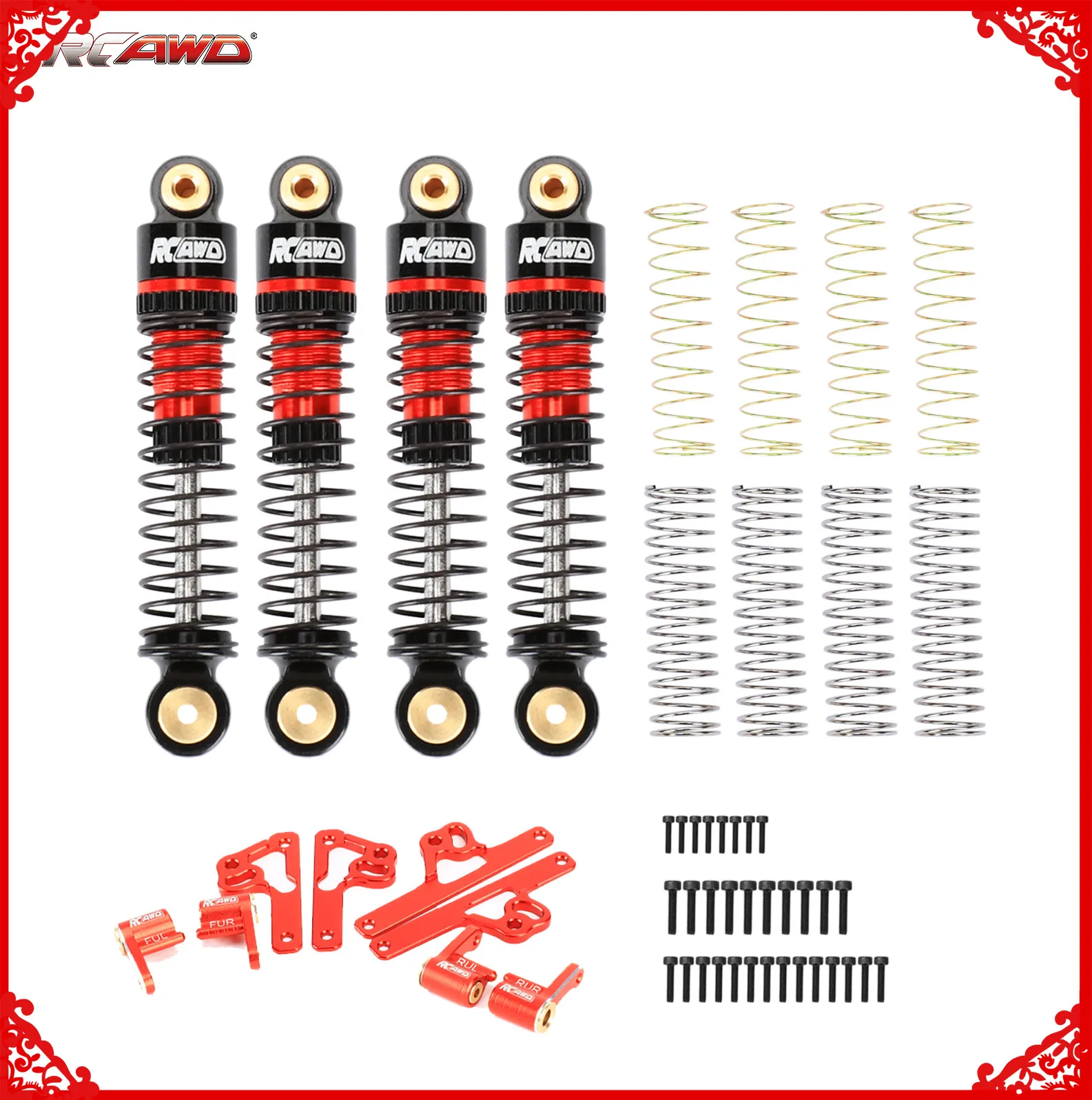 RCAWD Alloy shock absorber set + Increase itinerary activity shock fixed seat for Axial 1/24  SCX24 crawlers upgrades part