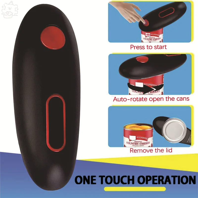 

Electric Can Opener Battery Operated One-Touch Can Opener Space Saver Manual Jar Opener For Seniors With Arthritis