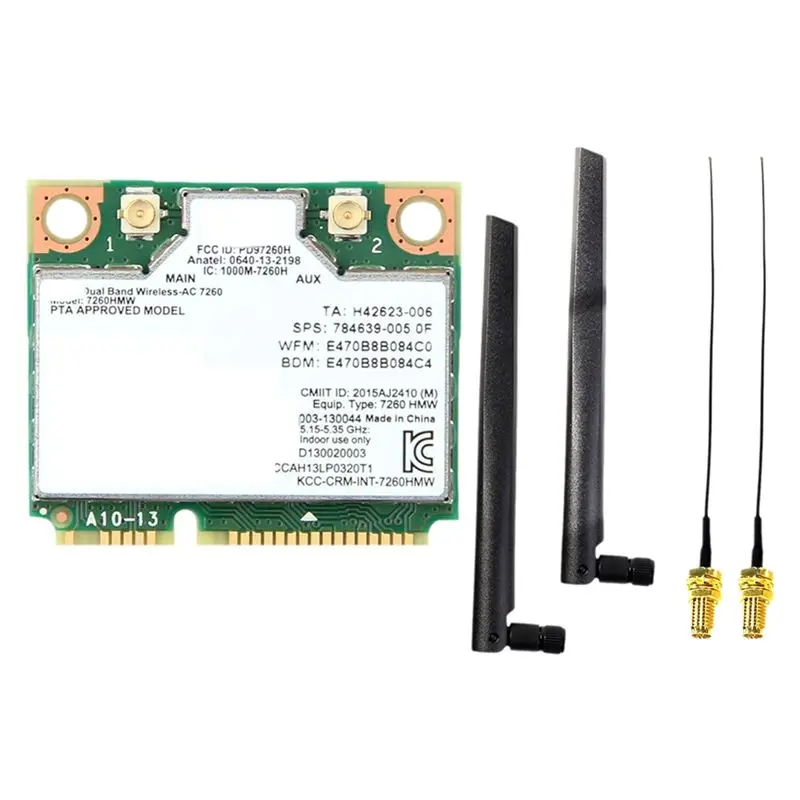 

[NEW A09R!】 AC7260 Wireless Network Wifi Card 2.4G/5G Dual-Band 1200Mbps AC7260 Gigabit WIFI5 Adapter Bluetooth 4.0