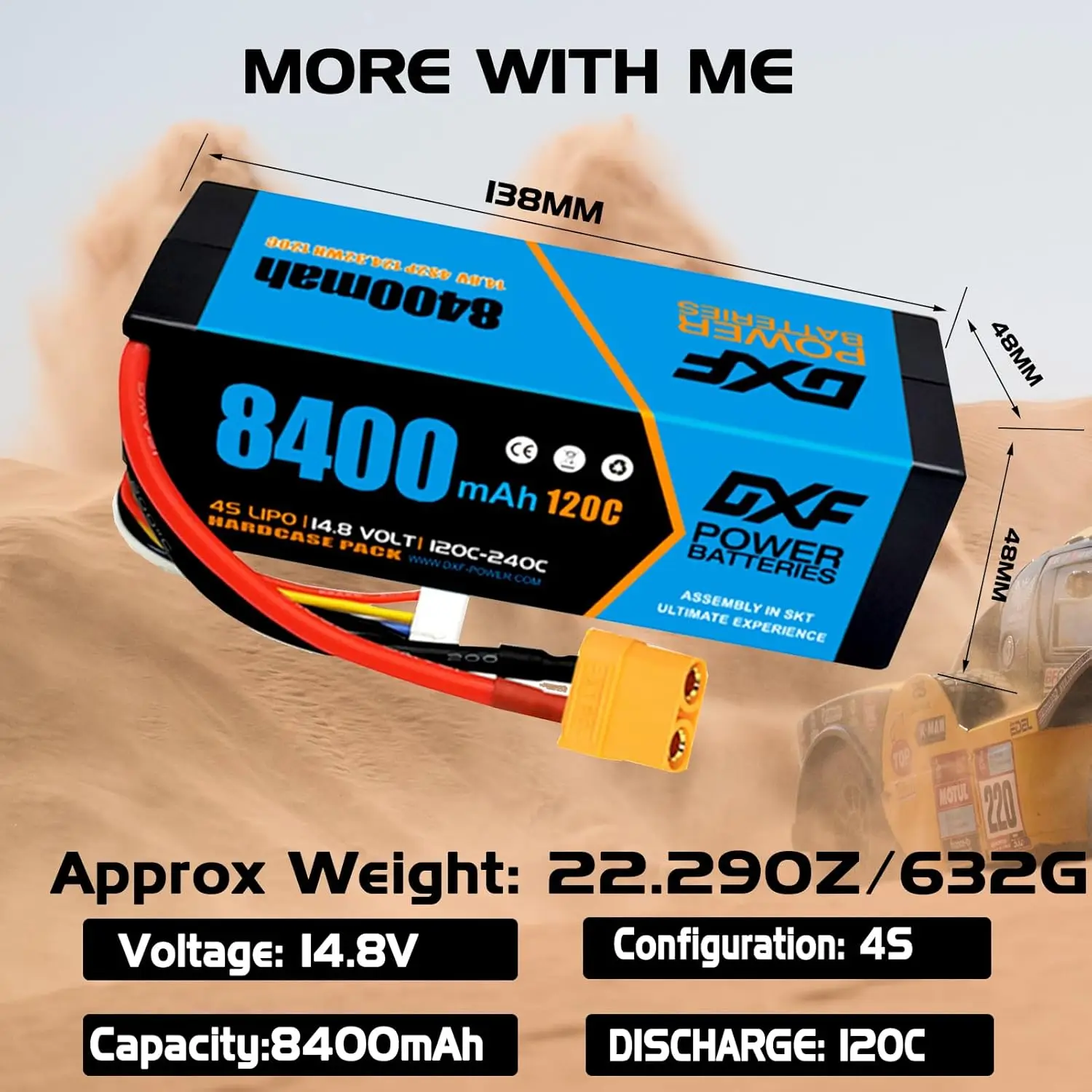 DXF 6S Lipo 9400mah Battery 22.8V 140C 4S 8400mah with XT60 EC5 TRX T/DEANS XT90 XT150 Plug for 1/8 Buggy RC Car Boat Airplane view 3