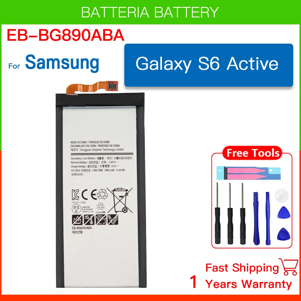 

Brand New EB-BG890ABA Replacement 3500mAh Battery For Samsung Galaxy S6 Active G890A G870A Mobile Phone Batteria+Free Tools