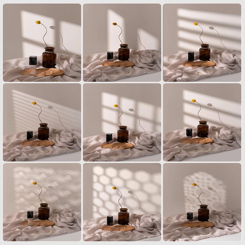 【White Series】Creative Light And Shadow Grid Wooden Board Shadow Maker Photography Equipment Props