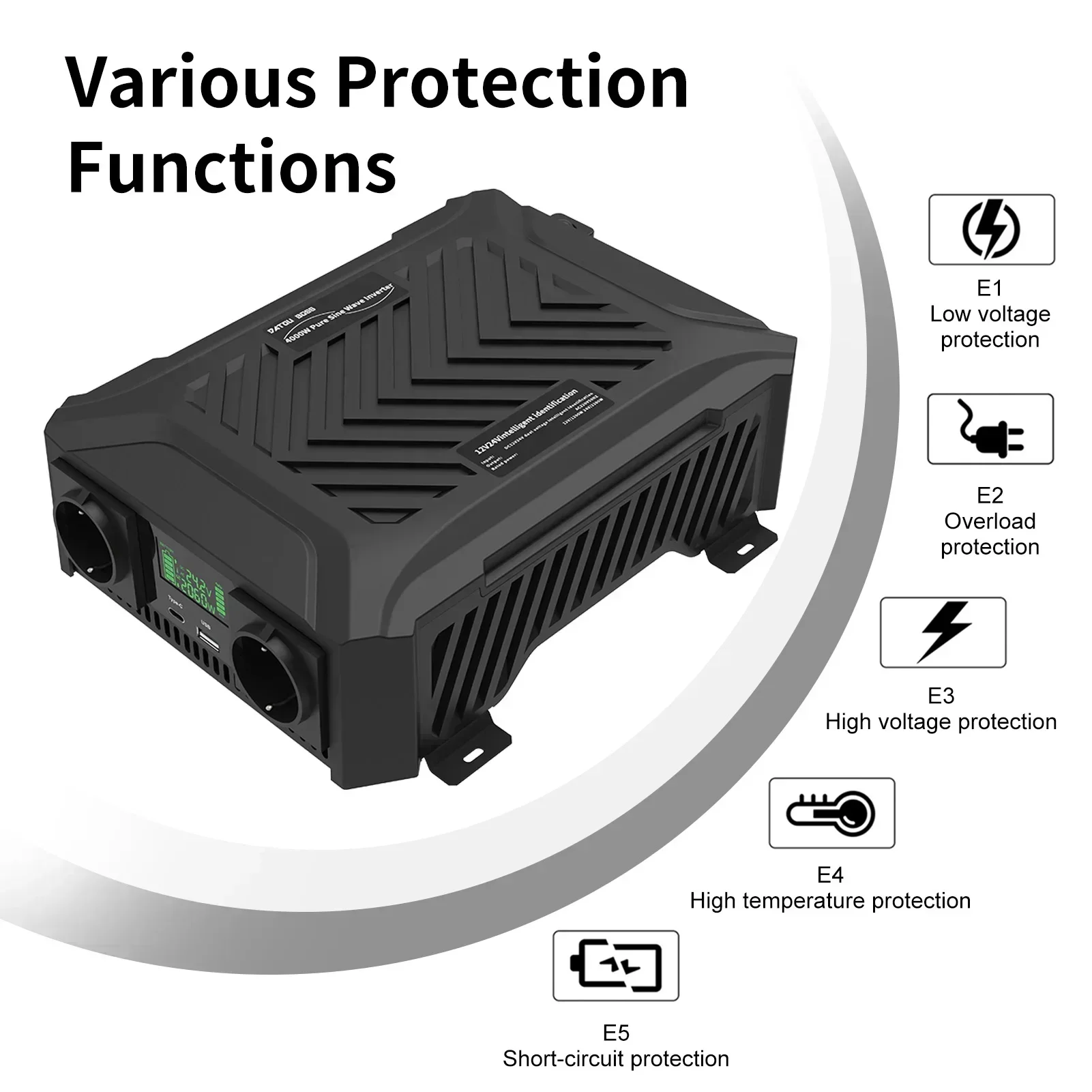 DATOU BOSS純正弦波インバーター 12v 24v 1200w 2300w 二電圧対応 DC 