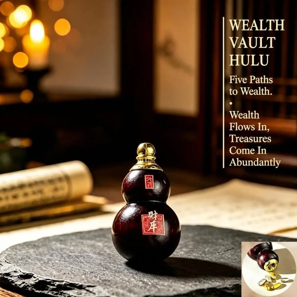 Wooden Gourd-shaped Car Keychain Hollow inside with 7 Rice Gourd Shape Key Chain Bringing Good Fortune and Blessings