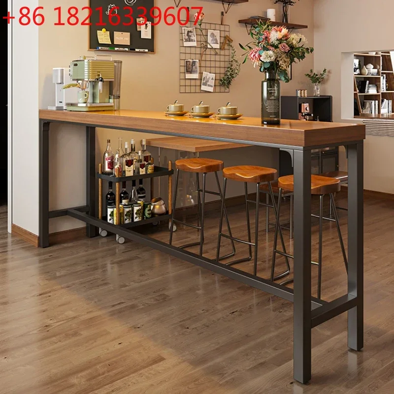 

Bar Counter Home Balcony Leisure Small Bar Long Narrow Table against the Wall