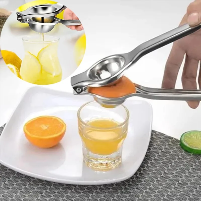 Espremedor Manual de Cítricos em Aço Inoxidável, Extrator de Suco de Limão, Ferramenta de Cozinha Durável em Metal Polido com Cabo Ergonômico