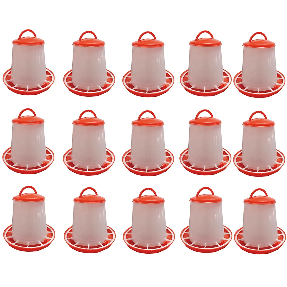 

15Pc 1.5L Chick Feeder and Waterer Kit Automatic Chicken Feeder Plastic Waterer Food Feeder Set for Chicken for Farm and Coo