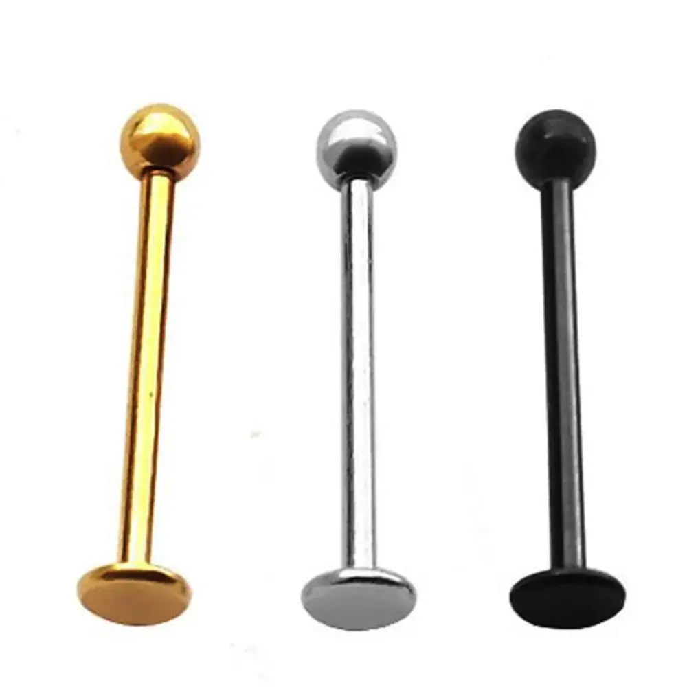 2 Pieces 316L Surgical Steel Tongue Labret Cheek Dimple Face Ring Piercing Retainer 16 Gauge 14-19mm