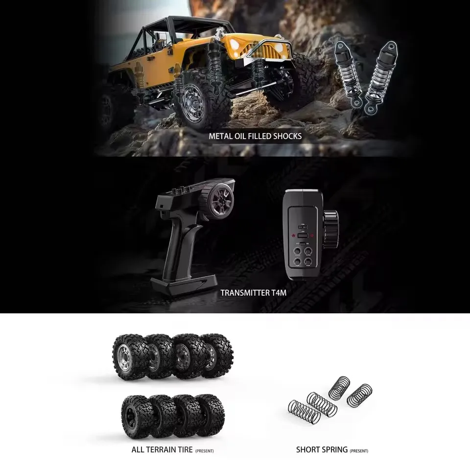 1:12 4WD Remote Control Car Professional Off-Road Climbing Racing Brushless Motor Car 2.4G Metal Shock Absorber Car Toy Gifts