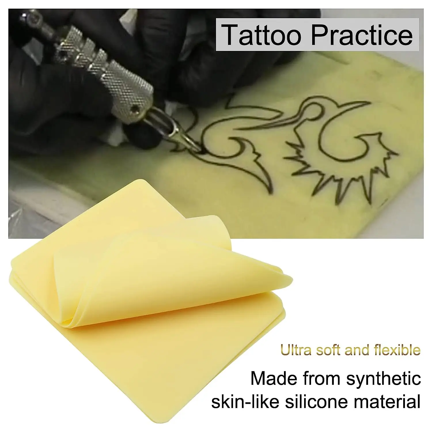 Accesorios de silicona suave para práctica de tatuaje, suministros de doble cara en blanco, 5/3/1 piezas