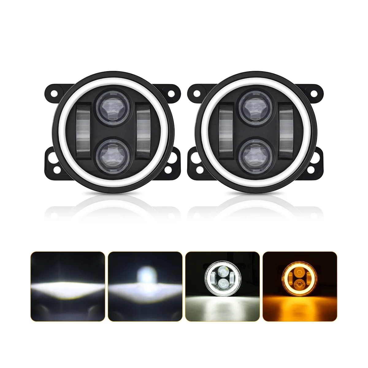 4Inch Car Fog Light 20000LM 200W High/Low Beam Waterproof for Wrangler JK Journey Magnum -