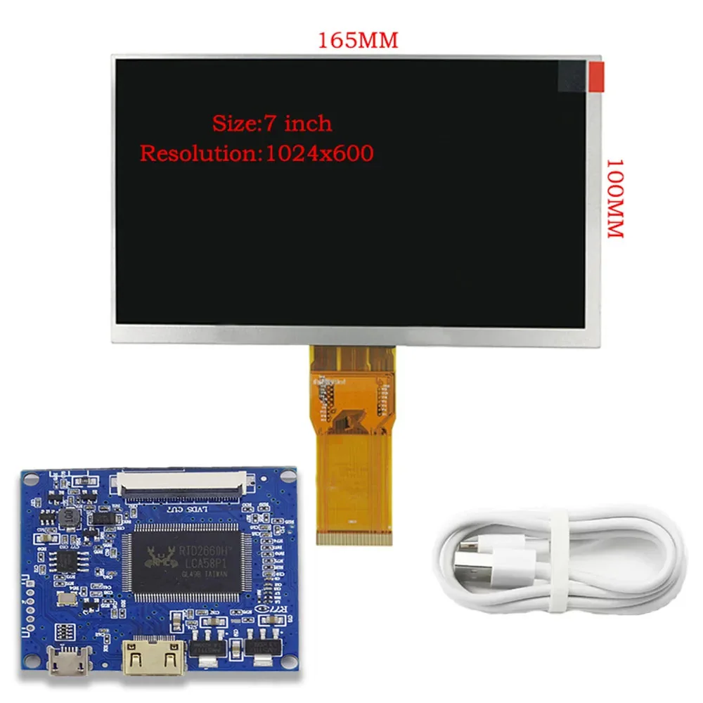 

7 Inch 1024*600 Screen Display LCD Monitor Driver Control Board Mini HDMI-Compatible For Lattepanda,Raspberry Pi Banana Pi PC