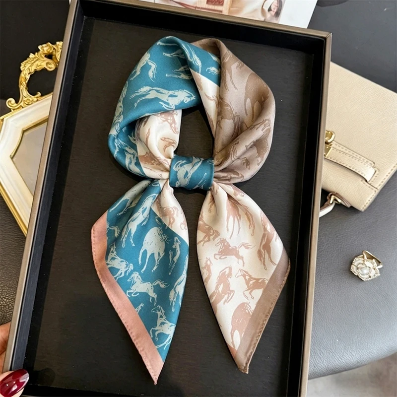 

Scarf Square Hijab Silk Luxury Female Shawls Headscarf Wraps Neckerchief Ribbon Bandana Foulards Femme Accesories Designer