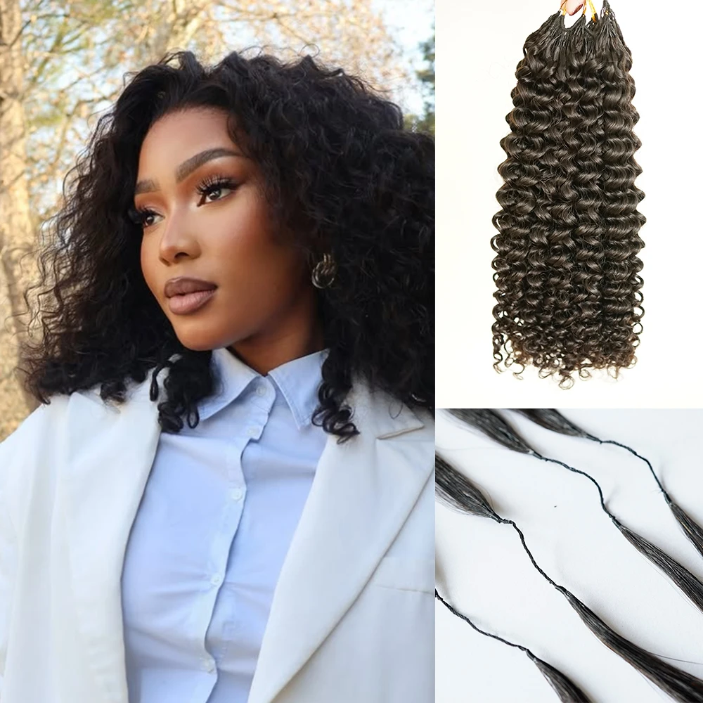 

Натуральные черные кудрявые волосы для наращивания крючком из 100% человеческих волос Feather Crochet