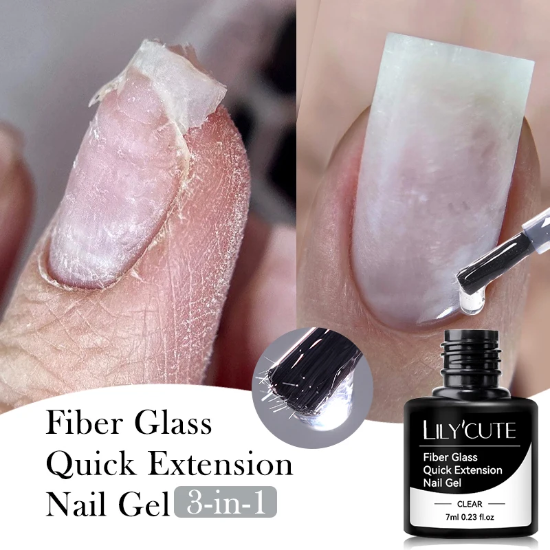 LILYCUTE 7ML Fiber Rubber Extension Gel Nagellak Helder Snel Voor Gebroken Nagel Gerepareerd Glasvezel UV Bouw Gel vernis