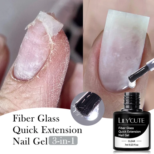 LILYCUTE-esmalte de uñas de Gel de extensión de fibra de goma, 7ML, transparente, rápido para uñas rotas, barniz de Gel de construcción UV de fibra de vidrio reparado