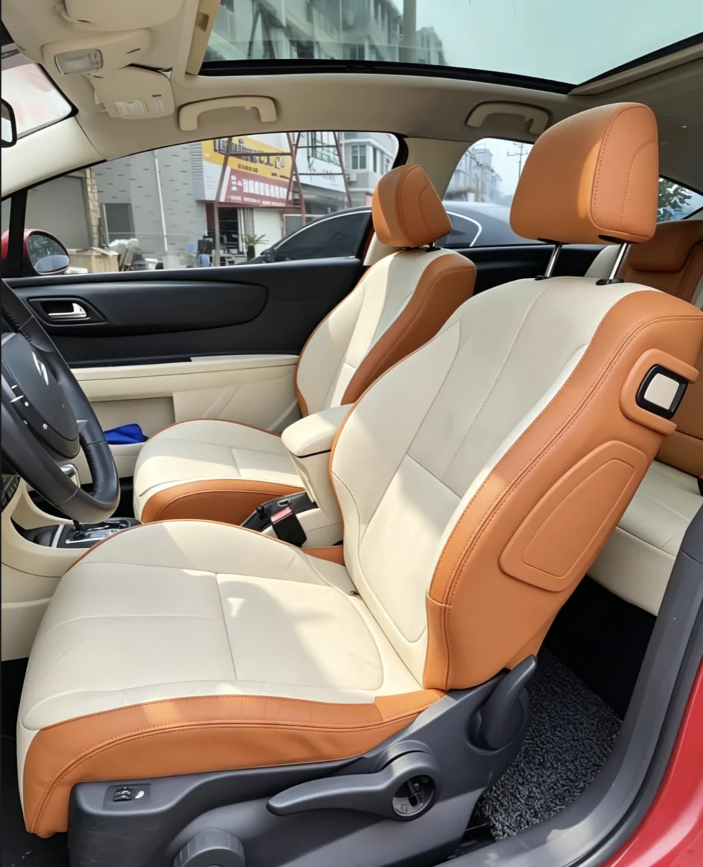 Für Citroen C4 2006~2010 Maßgefertigte Autositzbezüge Luxuriöses Nappaleder 100% Passgenau Innenraumzubehör 360 ° Vollständige Abdeckung – Detail 3