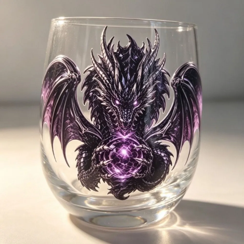 Spooky 2D Print Halloween Glass Dragon Witch Halloween Art Cup Dark Style Pumpkin Wine Glass Halloween Party