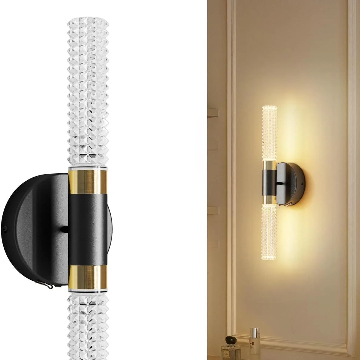 Battery-Powered Wall Light with Remote Control for Living Room Bedroom Wireless Three-Color Dimming Lamp