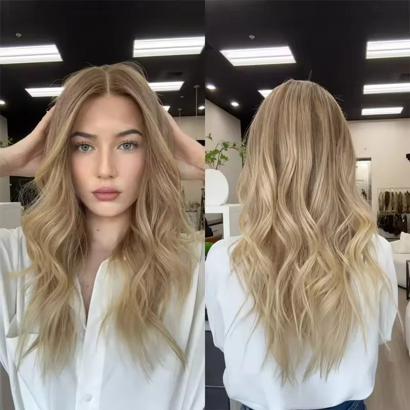 Ombre Caramel Blonde Wave Wigs for Women 13x4 Lace Front Human Hair Wigs