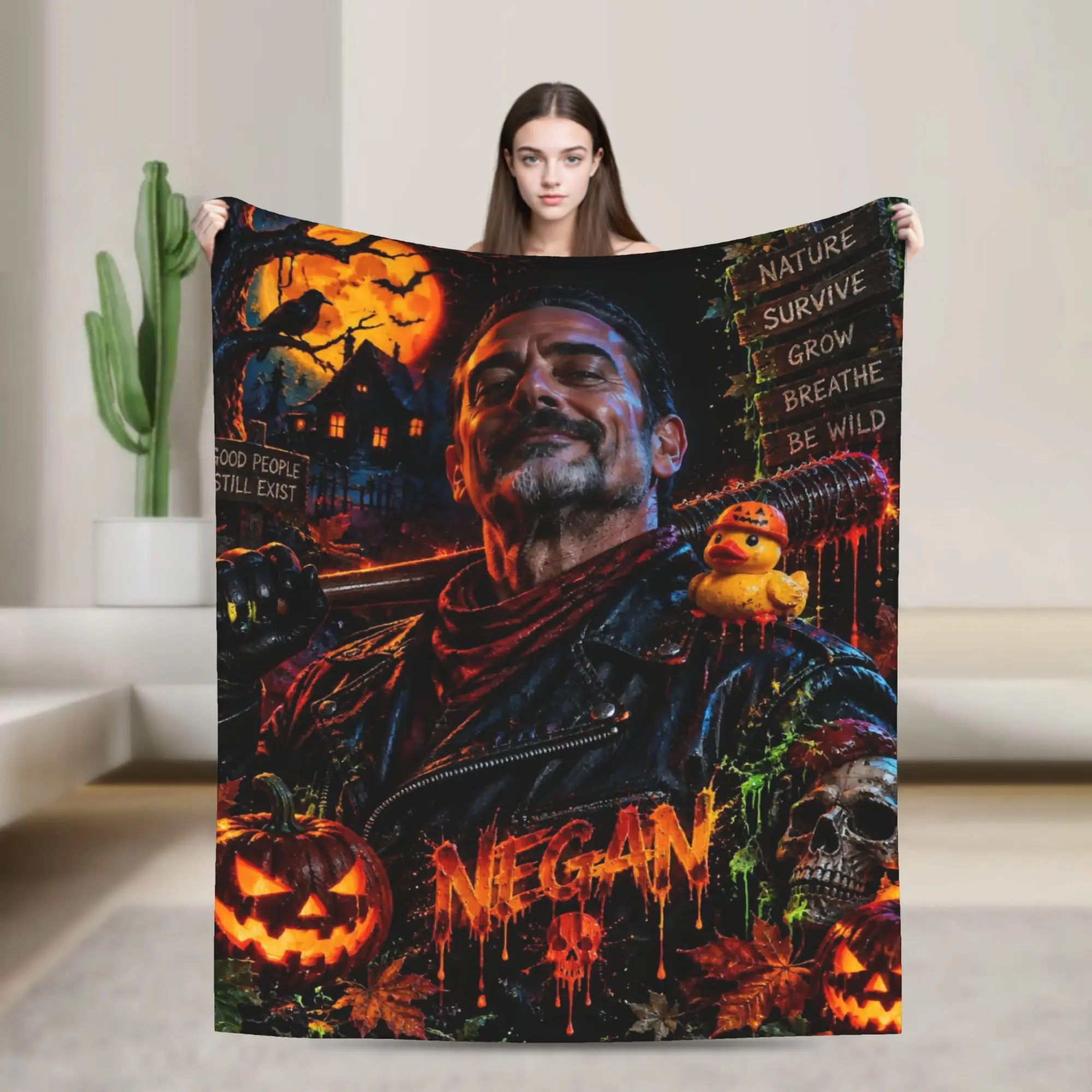 Negan Smith Flannel Blankets Girls Halloween Warm Soft Bedding Throws Winter Home Decor Bedspread Sofa Bed Cover