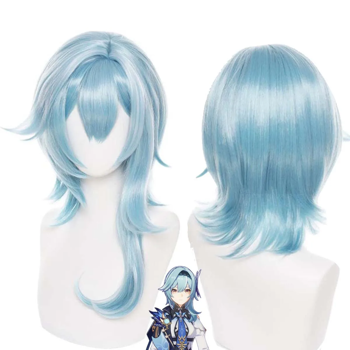

Game Genshin Impact Eula Mixed Blue Color Heat Resistant Hair Wig