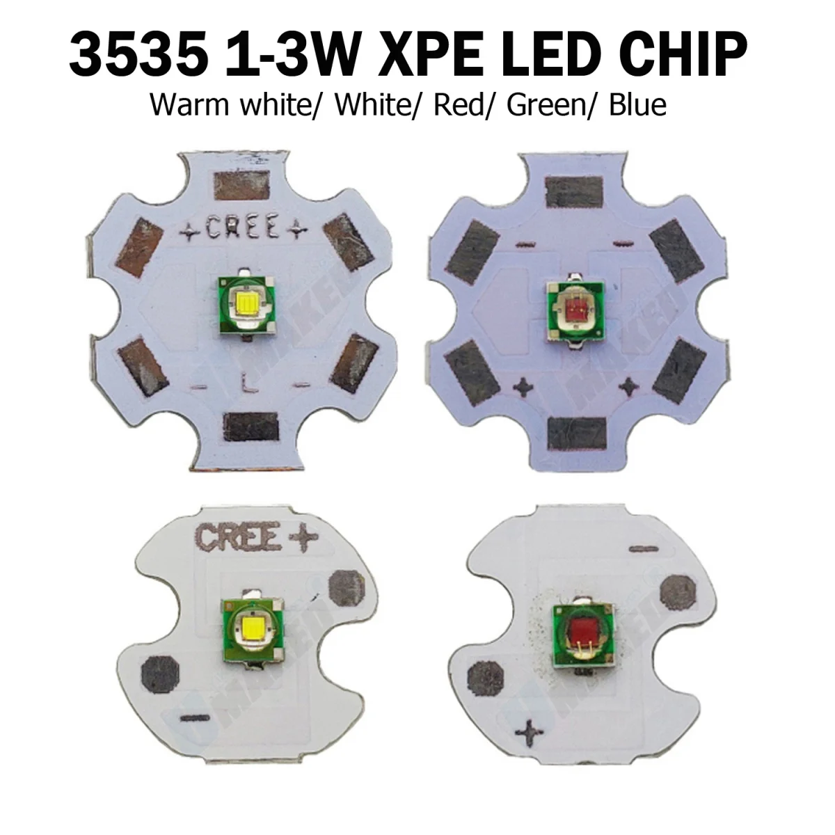 10pcs  3W 3535 CREE XPE LED SMD Emitter diodes bead WW/W/R/G/B/RGB High Power LED chip on 16mm/ 20mm PCB For Bicycle/Head lamp