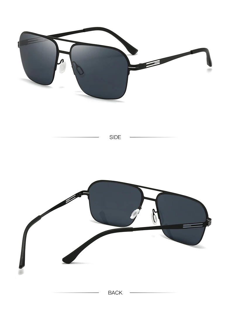 Modische Herren-Sonnenbrille aus Edelstahl mit doppeltem Fass, ultraleicht, hochwertig, sonnenblockierende Sonnenbrille mit großem Rahmen 5129 – Detail 10