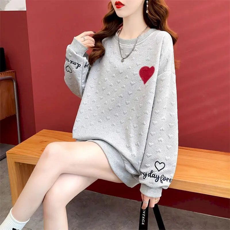 Love Design Pullovers Women Fashion Letter Embroidery Tops Spring Autumn Trend Thin Print Pullover Casual Oversized Sweatshirts