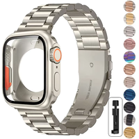 Stainless Steel Strap+Ultra Case For Apple Watch 44mm 45mm 41mm 40mm Metal Stainless Steel Strap for iWatch Series9 8 7 6 SE 5 4