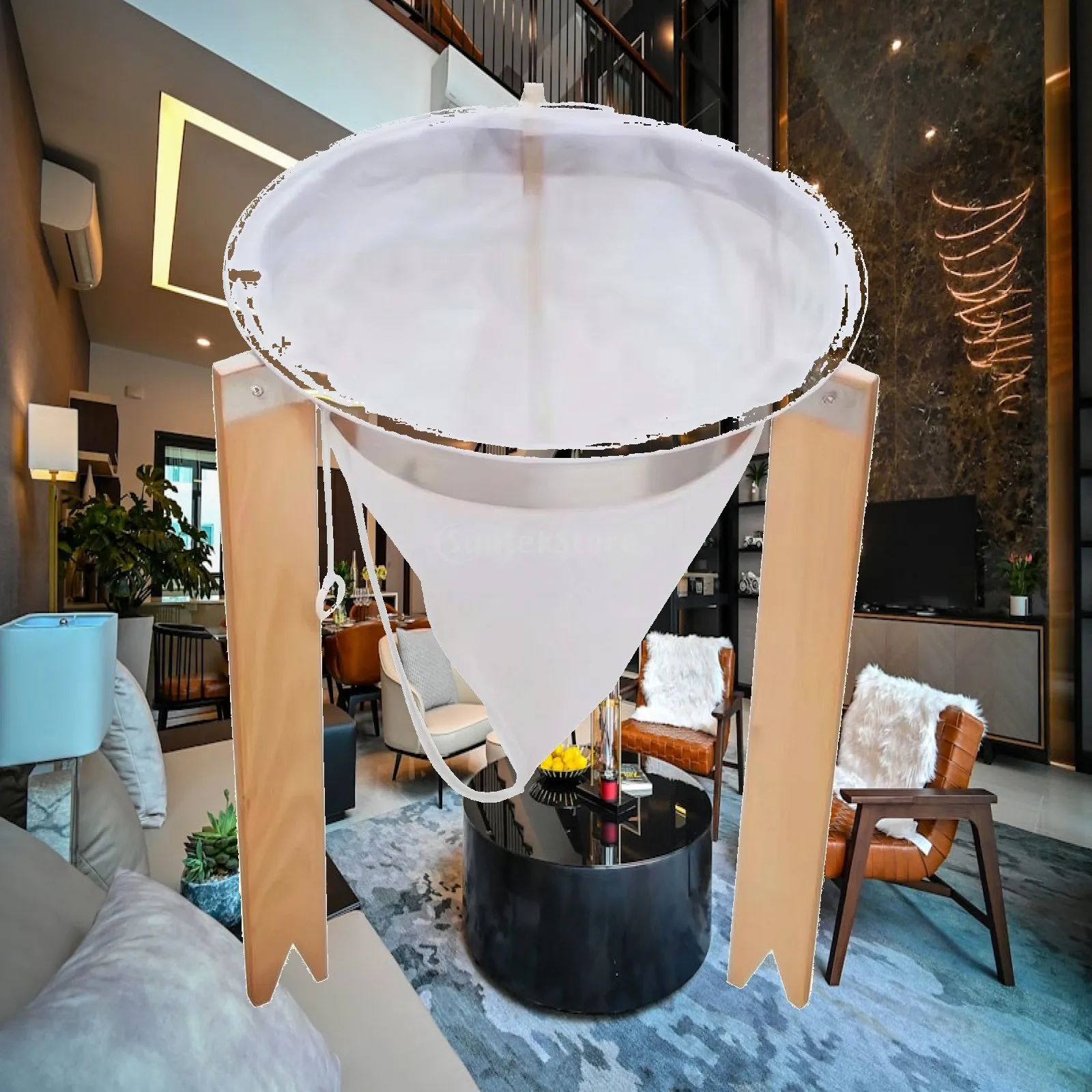Beekeeping Honey Strainer Support Stand Wood Frame Conical Filter Sieve for 5 Gallon Bucket