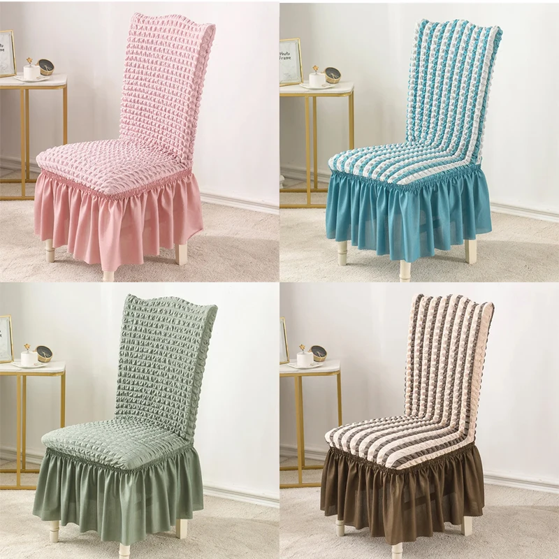 

Chair Cover Long Skirt Chair Covers for Dining Room Wedding Hotel Banquet Stretch Spandex New Home Decor High Back