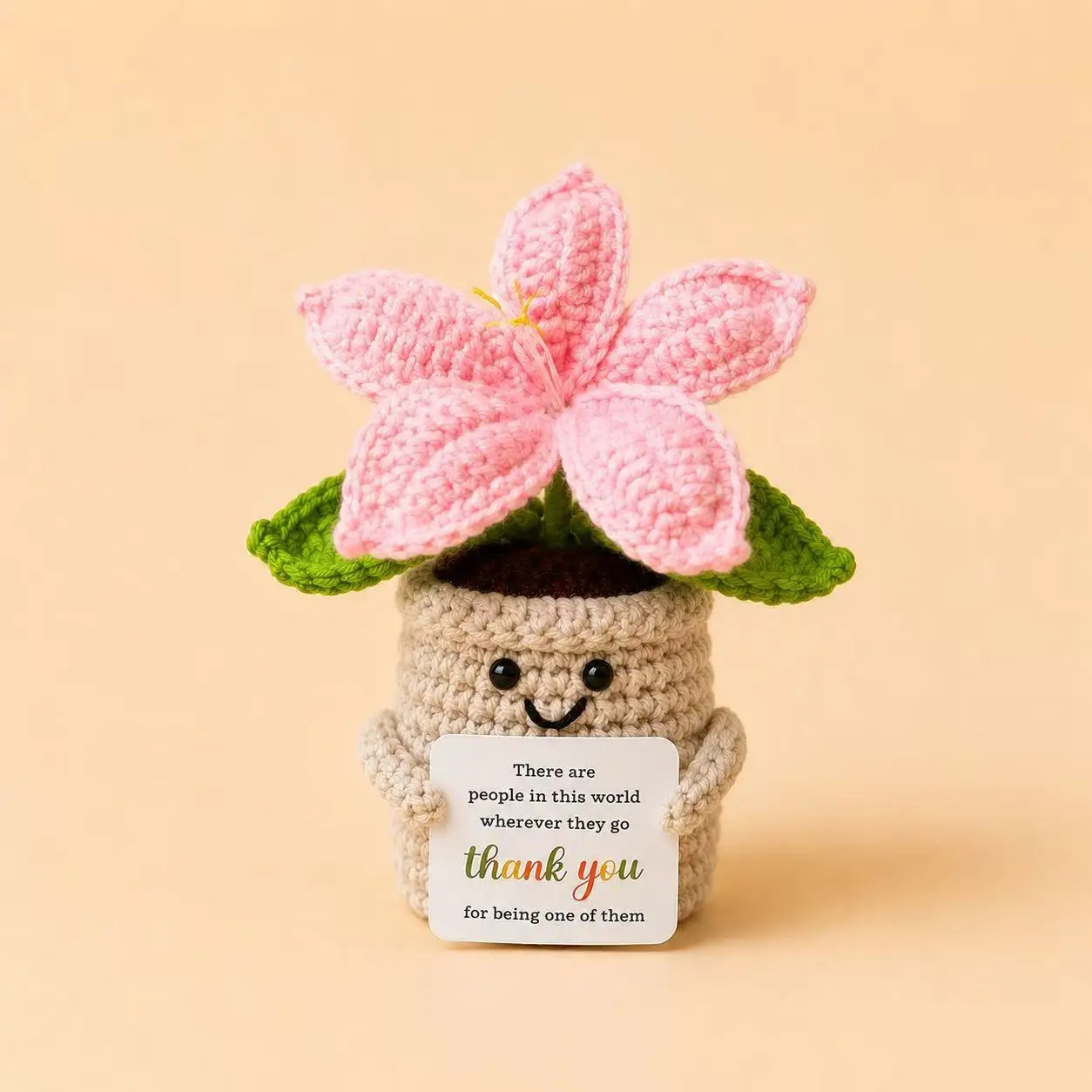 Neue Gehäkelte Emotional Support Lilie im Topf Handgefertigter Gewebter Blumentopf Dankeschön-Geschenk Personalisiertes Geschenk – Detail 5